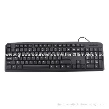 Black Computer Wired Keyboard with 104 Standard Keys/Exquisite and Portable